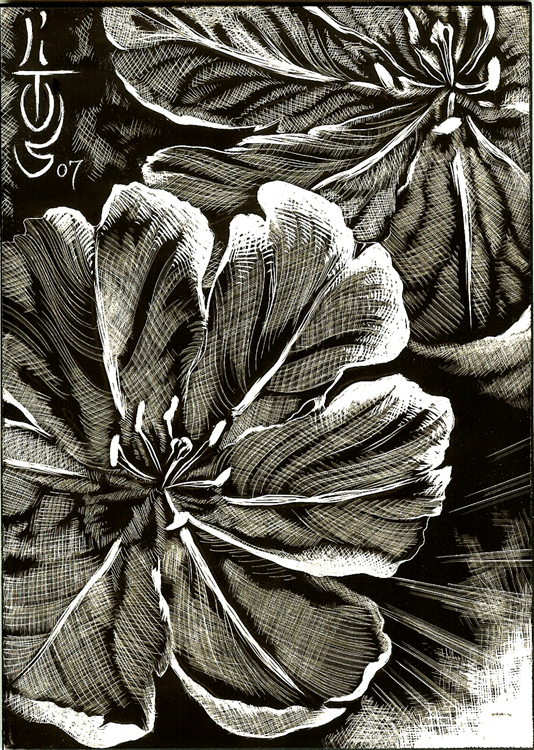 SCRATCHBOARD FLOWER ! by LITOS TattooNOW